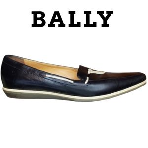BALLY black Leather Loafers Size:8.5